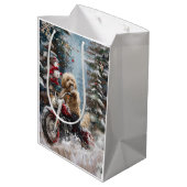 Goldendoodle Hond Rijden Motorfiets Kerstmis Medium Cadeauzakje (Achterkant Gekanteld)
