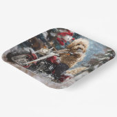 Goldendoodle Hond Rijden Motorfiets Kerstmis Papieren Bordje (Gebogen)