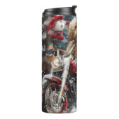 Goldendoodle Hond Rijden Motorfiets Kerstmis Thermosbeker (Gedraaid links)