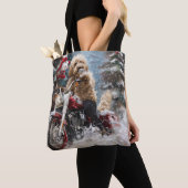 Goldendoodle Hond Rijden Motorfiets Kerstmis Tote Bag (Dichtbij)