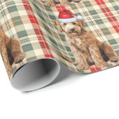 Goldendoodle Hond Rood en Groen Geplaagd Kerstmis Cadeaupapier (Rol Hoek)