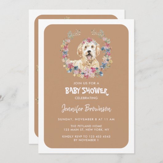 Goldendoodle Hond Rustieke Bloemen Kaart (Voorkant / Achterkant)