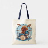 Goldendoodle Hond Speelt Drums Tote Bag (Achterkant)