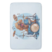 Goldendoodle Hond Speelt op Drums Badmat (Voorkant Verticaal)