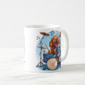 Goldendoodle Hond Speelt op Drums Koffiemok (Voorkant rechts)