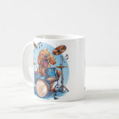 Goldendoodle Hond Speelt op Drums Koffiemok (Voorkant links)