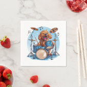 Goldendoodle Hond Speelt op Drums Servet (Insitu)