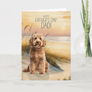 Goldendoodle Hond Sunset Strand Vaderdag Feestdagen Kaart
