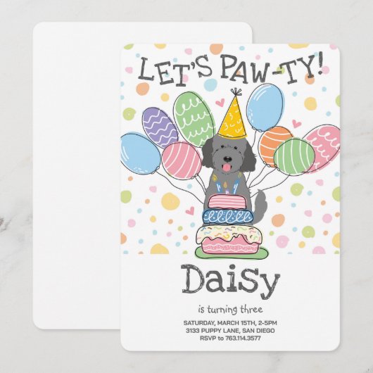 Goldendoodle Hond Verjaardagsfeest Uitnodiging (Voorkant / Achterkant)