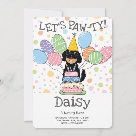 Goldendoodle Hond Verjaardagsfeest Uitnodiging (Voorkant)