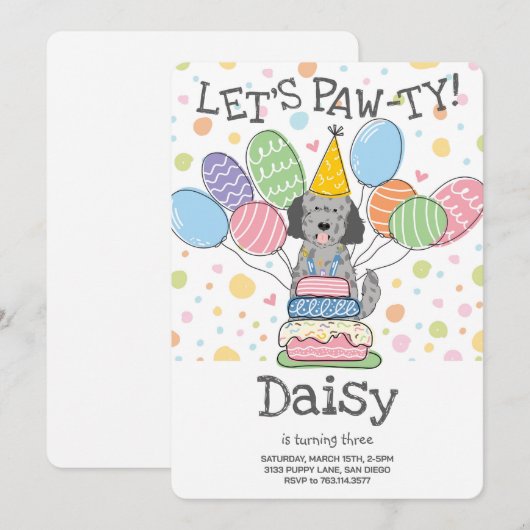 Goldendoodle Hond Verjaardagsfeest Uitnodiging (Voorkant / Achterkant)