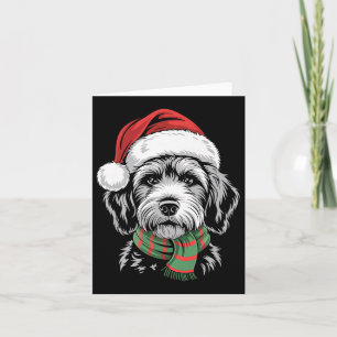 Goldendoodle Hond Xmas Santa Hat Sjaal Kerst Co Kaart