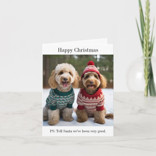 Goldendoodle Honden in Kersttruien Kaart (Voorkant)