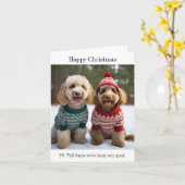 Goldendoodle Honden in Kersttruien Kaart (Gele Bloem)