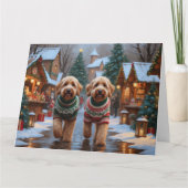 Goldendoodle Honden Kerst Sneeuw Vakantie Kaart (Voorkant)