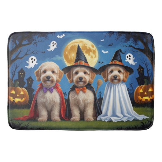Goldendoodle Honden Pompoen Halloween Grappig Badmat (Voorkant)