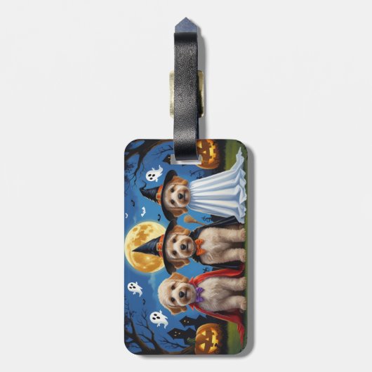 Goldendoodle Honden Pompoen Halloween Grappig Bagagelabel (Achterkant verticaal)