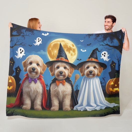 Goldendoodle Honden Pompoen Halloween Grappig Fleece Deken (In situ)