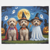 Goldendoodle Honden Pompoen Halloween Grappig Fleece Deken (Voorkant (Horizontaal))