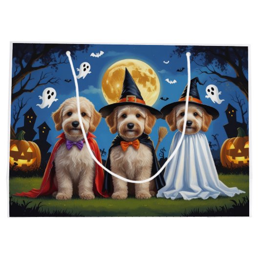 Goldendoodle Honden Pompoen Halloween Grappig Groot Cadeauzakje (Achterkant)