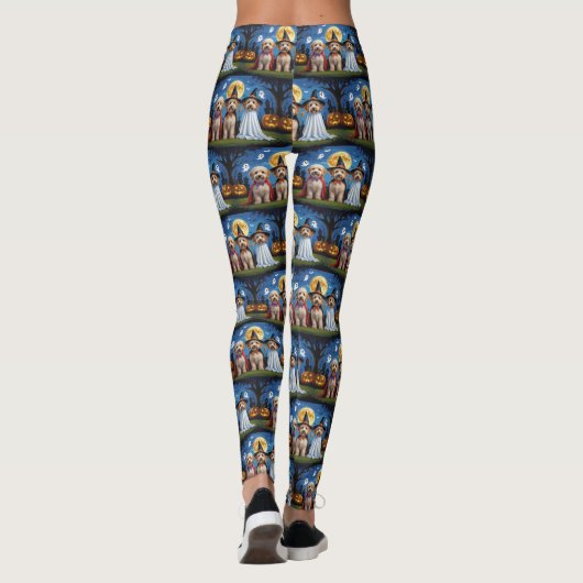 Goldendoodle Honden Pompoen Halloween Grappig Leggings (Achterkant)