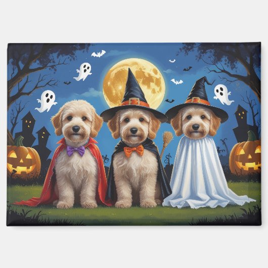 Goldendoodle Honden Pompoen Halloween Grappig Magneet (Voorkant)