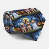 Goldendoodle Honden Pompoen Halloween Grappig Stropdas (Opgerold)