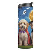 Goldendoodle Honden Pompoen Halloween Grappig Thermosbeker (Gedraaid links)