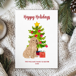 Goldendoodle-hondenfamilie Kerstmis Feestdagenkaart