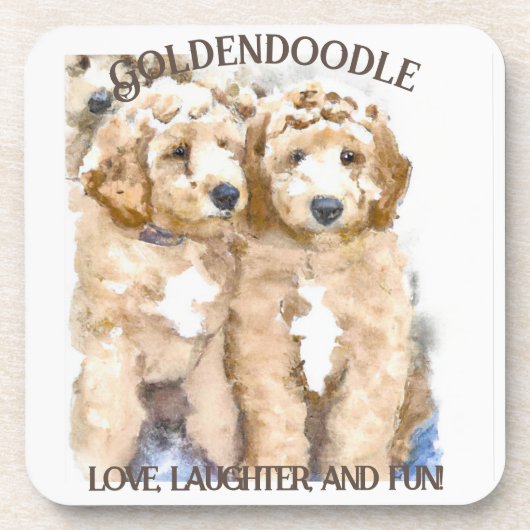 Goldendoodle Hondenpret Bier Onderzetter (Voorkant)