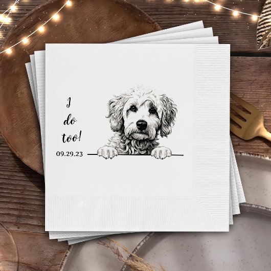Goldendoodle hondentekening gepersonaliseerd doe i servet