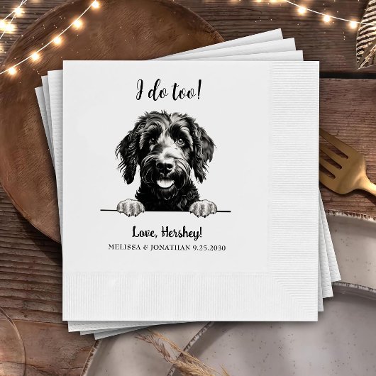 Goldendoodle hondentekening gepersonaliseerd doe i servet