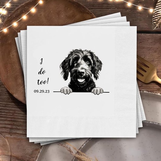 Goldendoodle hondentekening gepersonaliseerd doe i servet