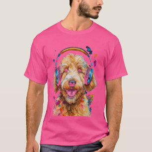Goldendoodle Hoofdtelefoon Golden Doodle Dog Art P T-shirt