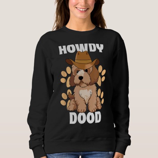 Goldendoodle Howdy Dood Funny Doodle Dog Country C Trui (Voorkant)