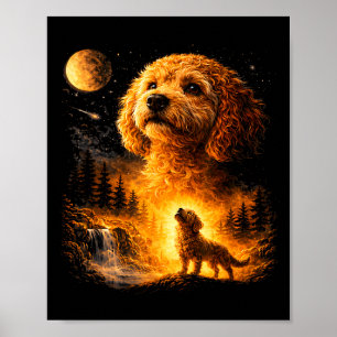 Goldendoodle Huilt naar de Maan Vintage Grappige M Poster