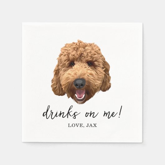 Goldendoodle Huwelijksfeest Aangepaste Cocktail se Servet (Voorkant)