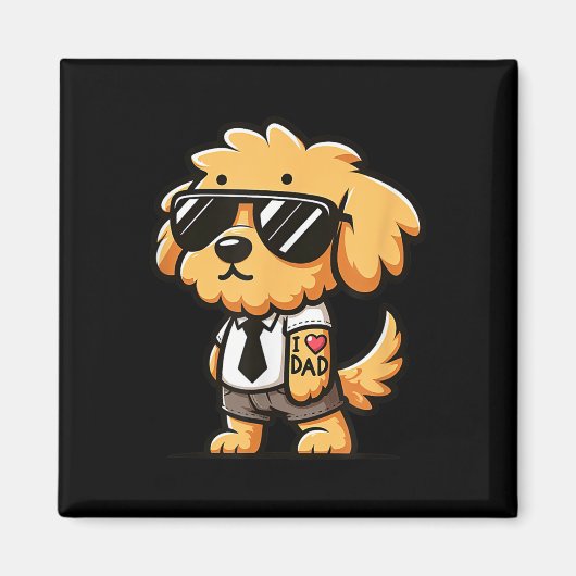 Goldendoodle I Love Dad Funny Dog Tattoo Magneet (Voorkant)