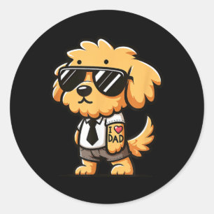 Goldendoodle I Love Dad Funny Dog Tattoo Ronde Sticker