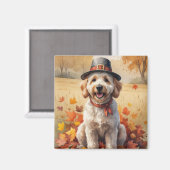 Goldendoodle in de herfst laat Thanksgiving kunst  Magneet (Voorkant / Achterkant)