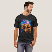Goldendoodle in de ruimte met donuts Schattige Doo T-shirt (Voorkant volledig)