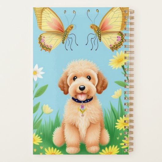 Goldendoodle in de tuin planner (Achterkant)