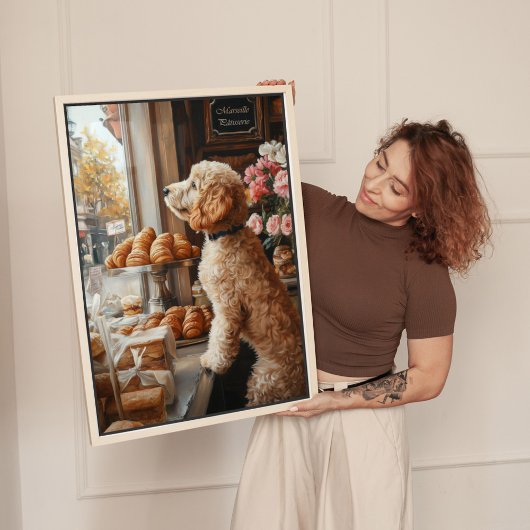 Goldendoodle in Franse bakkerij kunst Canvas Afdruk