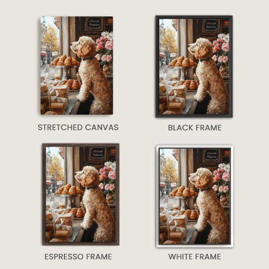 Goldendoodle in Franse bakkerij kunst Canvas Afdruk