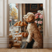 Goldendoodle in Franse bakkerij kunst Canvas Afdruk