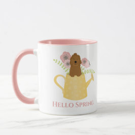 Goldendoodle in gieter mok