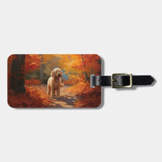 Goldendoodle in Herfstbladeren Herfst Inspire Bagagelabel (Voorkant horizontaal)