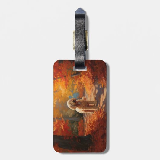 Goldendoodle in Herfstbladeren Herfst Inspire Bagagelabel (Achterkant verticaal)