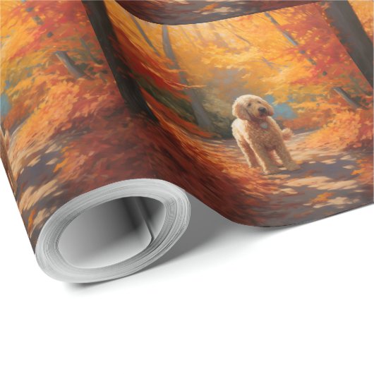 Goldendoodle in Herfstbladeren Herfst Inspire Cadeaupapier (Rol Hoek)