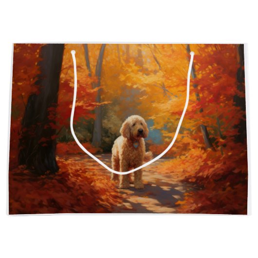 Goldendoodle in Herfstbladeren Herfst Inspire Groot Cadeauzakje (Voorkant)